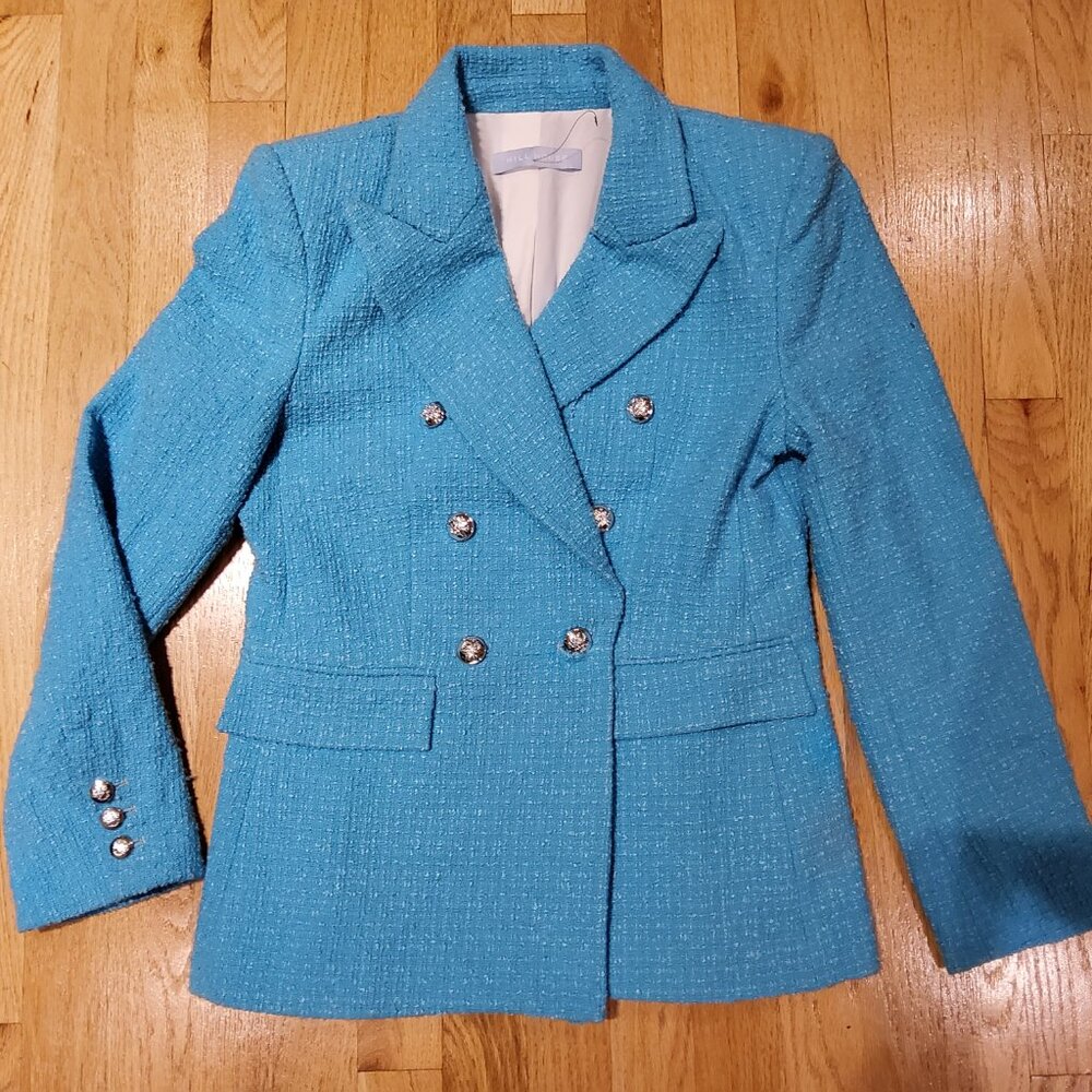 NWOT Hill House Boucle Tweed Blue Blazer Jacket Suite Size S(4-6).